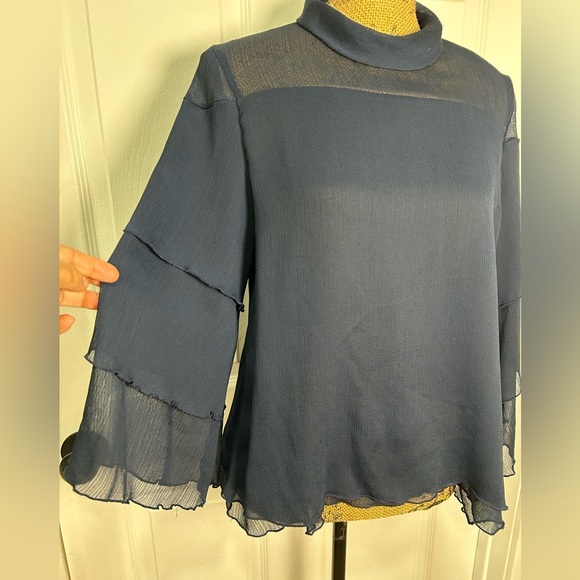 Ann Taylor Tops - Ann Taylor Navy Sheer Blouse